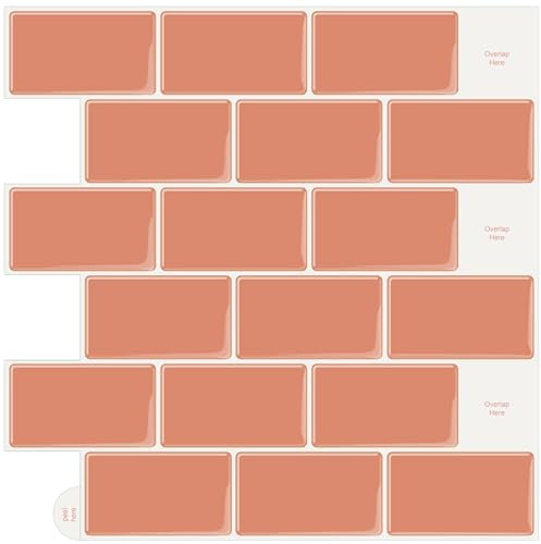WoStick 10-Stück Orange Fliesenaufkleber Küchenrückwand Fliesen Klebefliesen Fliesenfolie 3d Selbstklebende Küche Bad (30,5 x 30,5 cm)