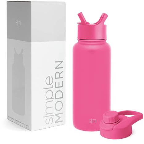 Simple Modern Water Bottle with Straw and Chug Lid | Insulated Stainless Steel Thermos for Sports Gym | Summit Collection | 950ml | Raspberry Vibes