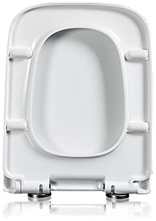 Eckig WC Sitz, Toilettendeckel WC-Sitz Mit Absenkautomatik I Hochwertiger Toilettensitz Aus PP, Toilettendeckel Rechteckiger WC Deckel, Weiß