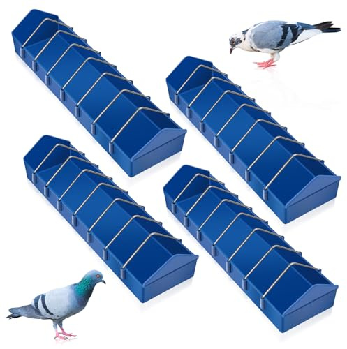 Tioncy 4 Pack Pigeon Feeder 8 Slot Steel Partition 16in Poultry Bird Dish