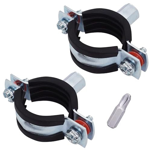 SKIR'CO (2 unidades) Soportes de tubo con revestimiento de goma para tubos de 26-30 mm, abrazaderas de tubería, soportes de tubería para montaje en pared y techo
