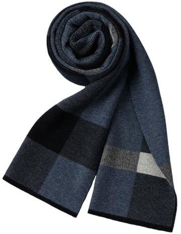 Lifup Herren Schals Dicker Kaschmir Schal, Warm Herbst und Winter Schal, Herren Classic und Elegant Plaid Schals Navy blau