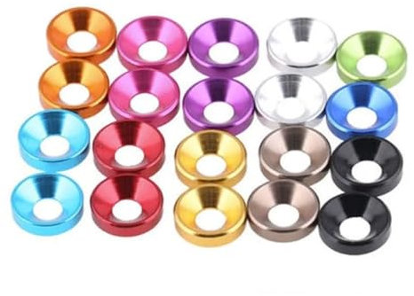 FUGGY Aluminium-Senkkopf-Unterlegscheibe, M2, M2,5, M3, M4, M5, M6, M8, bunt, eloxierte Senkkopf-Schrauben-Unterlegscheiben, Dichtung, 10 Stück/50 Stück (Size : M8, Color : 50PCS_Gray)