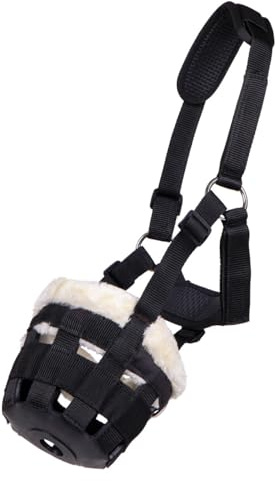 NETPROSHOP Fressbremse Beweidungsmaske mit Kunstfellbesatz Shetty Pony Cob Full