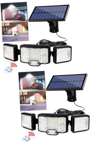 Uonlytech 2 Stück 192 Sonnenlicht Batterieleuchte Solarleuchten im Freien led ligts led-light Solarbewegungslichter mit Fernbedienung bewegungserkannte lichter drinnen Sensor Wandlampe Abs