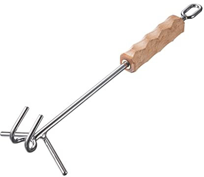 Osdhezcn Ofendeckelheber Edelstahl Doppelhaken Ofendeckel Holzgriff Heber Werkzeug Dutch Oven Deckelheber und Ständer