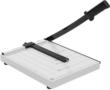 Papierschneider, A4, Heimbüro, Schreibtisch, Papierschneider mit automatischem Sicherheitsschutz und Seitenlineal für Bastelpapier, Gutschein, Etikett (ohne Druckbalken)