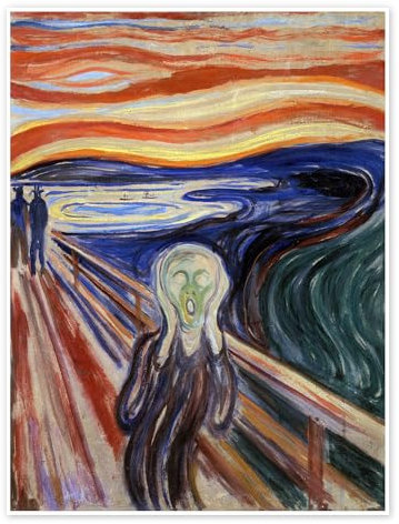 Der Schrei Poster von Edvard Munch 100 x 130 cm Orange Wandbilder Wanddeko