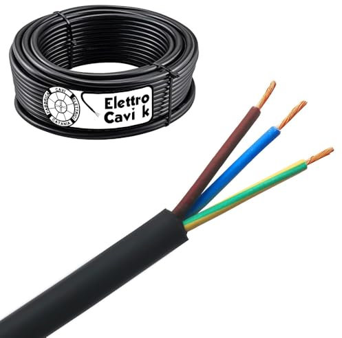 ELETTROCAVI K - CAVO ELETTRICO H07RN-F 3G2,5 mm² IN GOMMA NEOPRENE SUPER FLESSIBILE USO INTERNO/ESTERNO TRIPOLARE 3 POLI CPR 0,6/1 kV IEMMEQU PROFESSIONALE MADE IN ITALY 10 METRI
