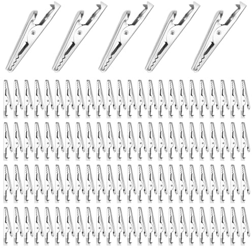 150 Pcs Metal Alligator Clip, Test Line Crocodile Clip, Silver Tone Alligator Clips Spring Clamp for Laboratory Electric Testing Work