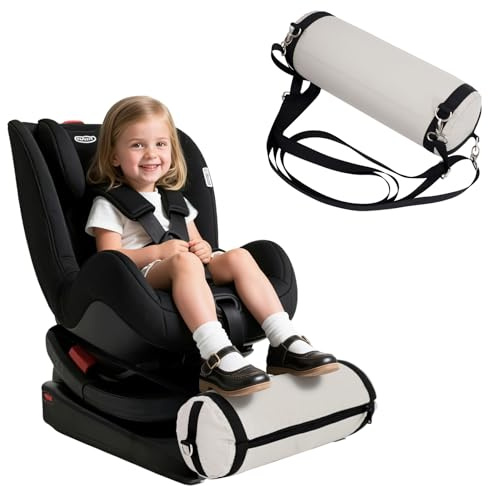 Blublu Park Aufblasbare Autositz-Fußstütze für Kinder, tragbare Auto-Fußstütze mit verstellbaren Riemen, Autositz-Zubehör für Kleinkinder, maschinenwaschbarer Bezug, Grau (passend für Kindersitze)