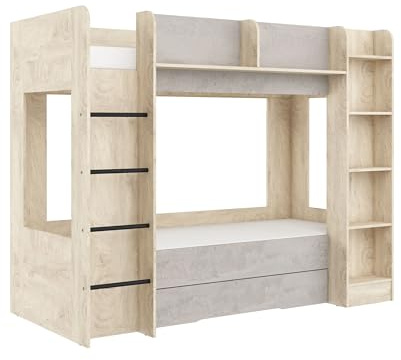 FurnitureByJDM Hochbett 80x200 cm mit Stauraum Stabiles Etagenbett 2 Kinder