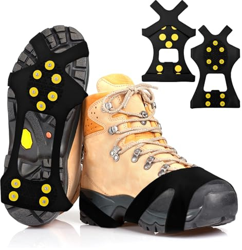 Spikes für Schuhe Winter, Anti Rutsch Schuhkrallen mit 10 Edelstahlspikes, TPE Schlupfdesign, schnell aufsteckbar und faltbar, für EIS, Schnee, vereiste Straßen und Gehwege, EU Gr. 40–43