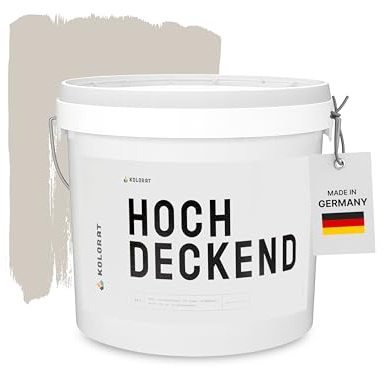 Kolorat®matte Wandfarbe Greige - Beige mit Grau 2.5L hochdeckend|Made in DE | Innenfarbe für Wand & Decke, tropft nicht, geruchsarm, für Raufaser, Putz, Gipskarton, Malervlies und Vlies