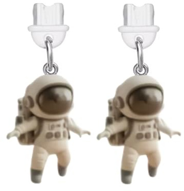 ARFUKA 2D Flat Acrylic Astronaut Phone Dust Plug Charm Lightning Port Protector Cover Compatible with iPhone 15, 14, 13, 12, 11, Pro/Max & AirPods Pack of 2
