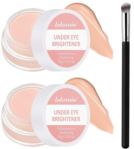 2 Stück Under Eye Brightener(10g x 2) und Concealer Pinsel Augen | Concealer Augenringe, Color Corrector Augenringe, Augenringe Abdecken, Aufhellender, Concealer(Pink)