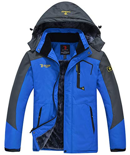 donhobo Herren Fleecejacke Winter Warm Softshelljacke Outdoor Skijacke Winddichte Wasserdicht Atmungsaktiv Regenmantel Funktionsjacke(Blau,L)