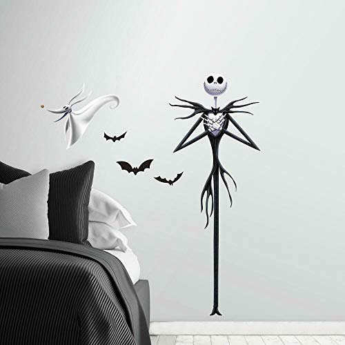 RoomMates RMK3765GM The Nightmare Before Christmas Jack Peel And Stick - Decalcomanie giganti da parete, nero viola, bianco, 1 foglio 92,7 x 43,8 cm