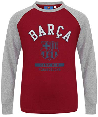 FC Barcelona Official Gift Kids Crest Long Sleeve T-Shirt Red 8-9 Years