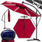 Kingsleeve® Sombrilla de Jardín Parasol Rojo 330cm Manivela Luces LED Protección UV80+ Seguro Antiviento Funda Protectora