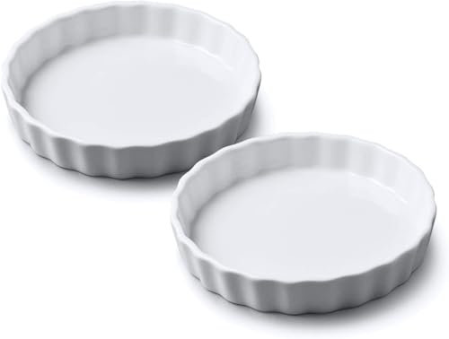 WM Bartleet & Sons Round Flan Dish Set of 2, 11cm Porcelain Oven Safe Dishes - White