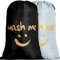IHOMAGIC 2Pack Wäschesäcke mit Kordelzug Reise Schmutzwäsche Wash me Wäschesammler RIP-Stop Wäschetasche für Reise Wohnungen oder Häuser Goldene Lächeln Wäschebehälter 66x96cm, Schwarz/Silbrig