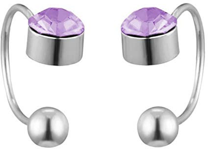 2 Stück Ohrclips Für Frau 4mm Kristallohr Stulpeschmucksachen Gefälschte Piercing-legierung Ohrclips Mädchen-geschenk Lila