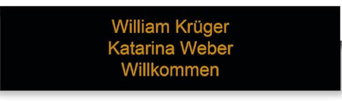 Personalisierte PVC Briefkastenschild mit selbstklebender Rückseite – 10 x 2,5 cm – Lasergravur – 20 Farben verfügbar (Schwarz - Gelber Text)