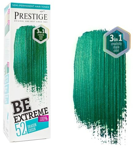 Vip's Prestige BeBe Extreme Tóner Semi Permanente para Pelo, Color Dragón verde 52 - Sin Amoniaco, Sin Parabenos y PPD