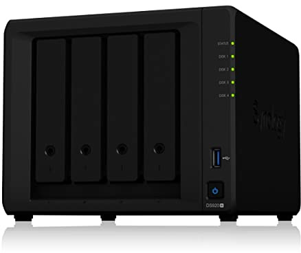 Synology DS920+ 12TB 4 Bay Desktop NAS System, installiert mit 4 x 3TB Western Digital Red Festplatten, 12 TB, DS920+/12TB-RED