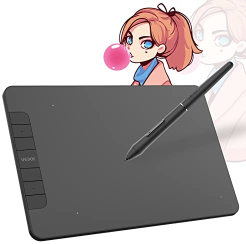 VEIKK VK640 Tablette Graphique Portable OSU 6x4 Pouces avec 8192 Niveaux sans Batterie Stylus 6 raccourcis pour Android, Windows Mac OS et Chromebook