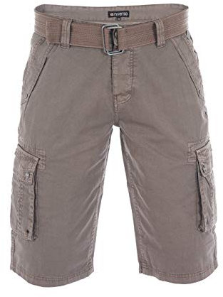 riverso Kurze Hosen Herren Cargo Shorts mit Gürtel Regular Fit RIVAnton Cargoshorts Sommer 100% Baumwolle, (W 33, Middle Brown)