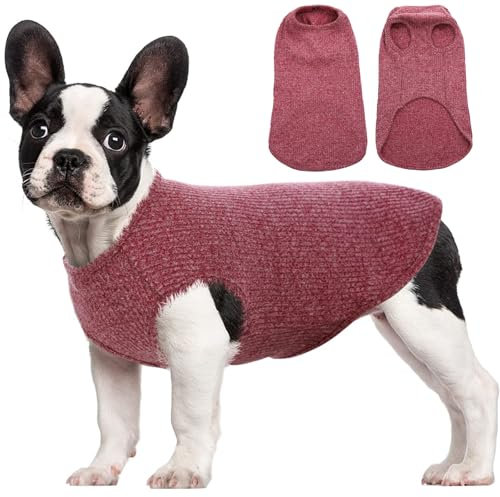 Hjumarayan Hundepullover Kleine Hunde - Hundeshirt Dünn Hunde Pullover Sonnenschutz Tshirt Elastisch Hundepulli Gestreifte Shirt Pullis für Chihuahua Yorkshire Terrier (Rot S)