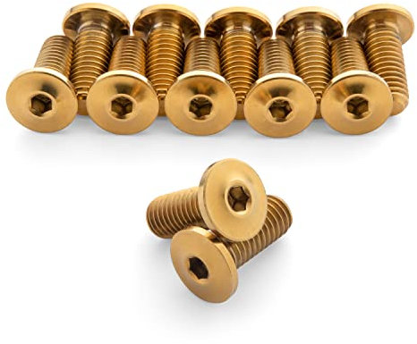 Terske Ultra-Low Profile Superlight Gold eloxiertes Titan Flaschenhalterschrauben: 12 Stück