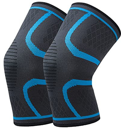 SONGQEE Knee Support Brace Compression Knee Sleeves for Men Women 2 Pack, Elastic KneePads Knee Strap for Pain Relief Arthritis Meniscus Tear ACL MCL Sport Ligament Injury Weightlifting Running