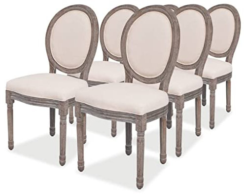 INLIFE Esszimmerstühle 6 STK. Creme Stoff-4620