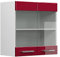 Vicco Küchenglasschrank R-Line, Glashängeschrank, Bordeaux Hochglanz/Weiß, 60 cm