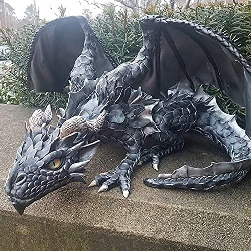Statue de dragon de jardin Reison - Sculpture de dragon gothique - Décoration vintage pour jardin, cour, patio