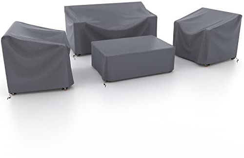 WISCLASS Patio Furniture Covers,4-Piece Outdoor Garden Covers,Waterproof 420D Heavy Duty Set covers Windproof，Durable Fade Rip Resistant