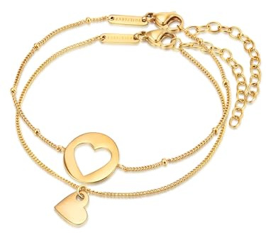 Eastside Damen Set (Armband 2er) Edelstahl gelbgold Herz Edelstahlarmband