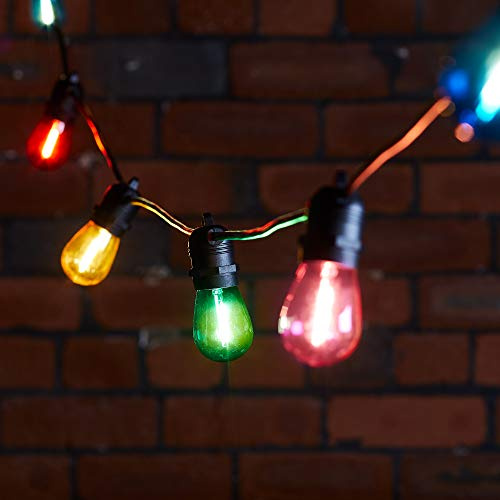 Lights4fun Ultimate Connect 5m 10er LED Party Lichterkette Außen Koppelbar Bunt Retro Glühbirnen Lichterkette Kugel strombetrieben