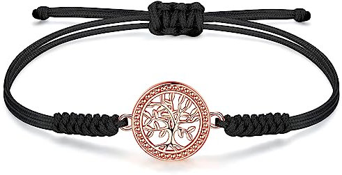 JENDEAR SHINE Bracciale Albero Della Vita Donna, Bracciale con Ciondolo in Corda Regolabile Fatto a Mano, Regalo di Compleanno per la Festa della Mamma