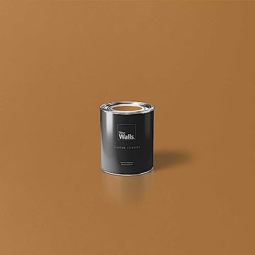 New Walls Pintura de emulsión líquida de lujo para interiores, color naranja, marrón claro, 1 L