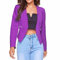 Blazer pour femme, manches longues et courtes, élégantes, légères, pour affaires, bureau, travail, couleur unie, lilas, M