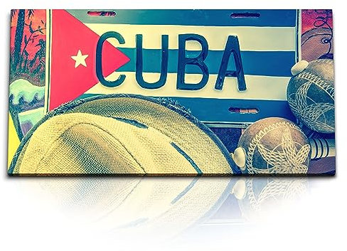 Paul Sinus Kunstdruck Bilder 120x60cm Kuba Metallschild Sonnenhut Sonnenschein Cuba