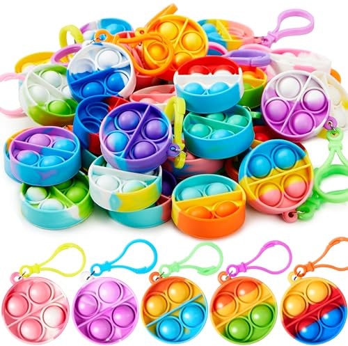JOYIN 30 pièces(orbiculaire) Porte-clés Pop, Mini-Jouets Fidget, Anti-Stress Enfants, Cadeaux de fête pour Les Enfants de 4-8, Goodie Bag Stuffers pour Les Prix de la Salle de Classe