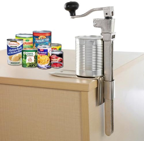Gekufa Abrelatas de Mesa, Abrelatas Profesional de Banco de Acero Inoxidable, Abrelatas Manual para Latas de Hasta 28 cm de Altura, Abrelatas Comercial para Restaurante Bar Hotel Catering