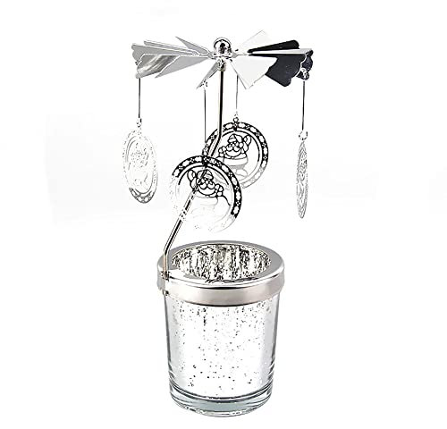 Asudaro Silber Kerze Karussell rotierende Kerze Halter für Hochzeiten Desktop Ornamente Handwerk Glas rotierende Kerze Halter Dekor Vintage Kerzenhalter Typ 27
