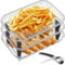 3pcs Air Fryer Rack for Ninja Dual/Instant Vortex Plus/Salter 8.2L, 304 Stainless Steel Air Fryer Shelf 3 Layers with 8pcs Silicone Feet Stackable Grill Rack A300UK Accessories for Air Fryer.