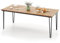 COSTWAY Table de Jardin 200 CM pour 8 Personnes, Plateau en Bois d’Acacia avec Trou de Parasol Dia.5CM, Table de Salle à Manger d’Extérieur Rectangulaire Design Latte, Pieds en Métal en Forme V